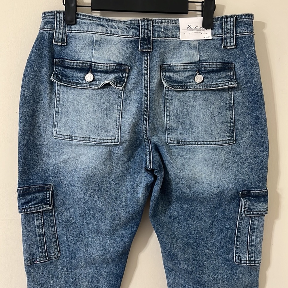 NWT Kancan Avery Straight Leg High Rise Cargo Jeans Dark Wash Size 29 - Picture 10 of 12